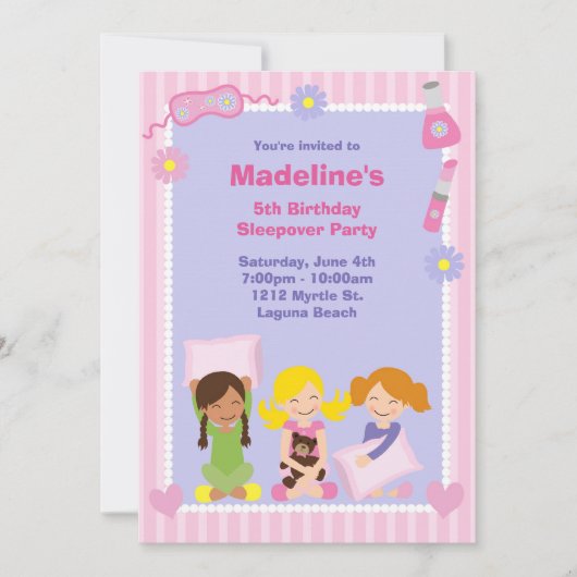 Schlummer-Party-Geburtstags-Einladung Einladung (Vorderseite)