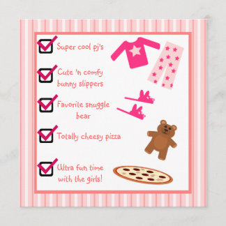 Schlummer-Party-Pyjama-Pantoffel-Checkliste Einladung