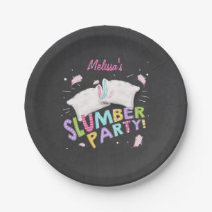 Schlummer-Party-Pyjamassleepover-Teller-Rosa Pappteller