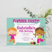 Schlummer-Party-Spaß-Geburtstags-Einladung Einladung (Stehend Vorderseite)