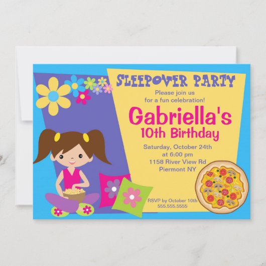 Schlummer-Party-Spaß-Geburtstags-Einladung Einladung (Vorderseite)