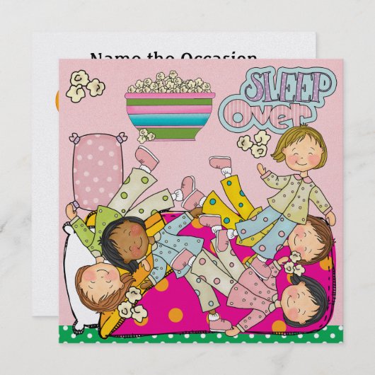 Schlummer Party - Überschlafen Einladung (Vorne/Hinten)