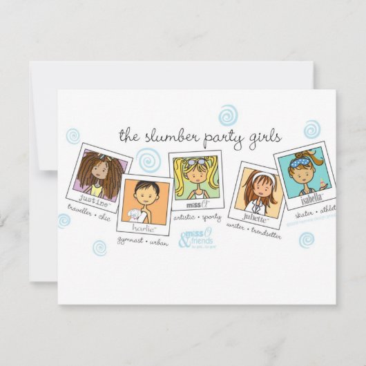 Schlummer-Partymädchen Einladung (Vorderseite)