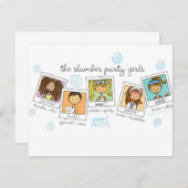 Schlummer-Partymädchen Einladung (Vorne/Hinten)