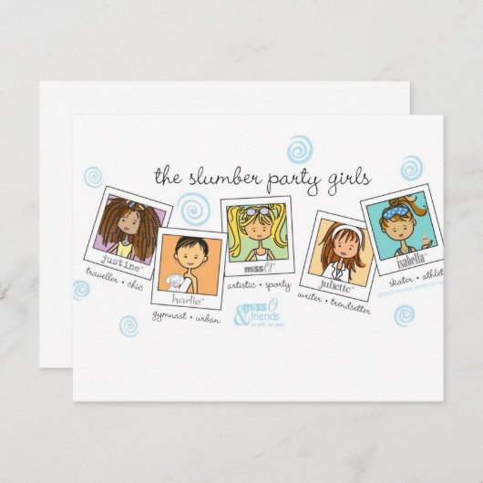 Schlummer-Partymädchen Einladung (Vorne/Hinten)