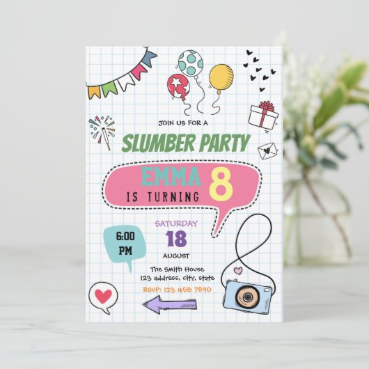 Schlummerschläfer-Mall-Pfadfinderjagd Geburtstag Einladung (Stehend Vorderseite)