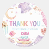 Schlummerschläfer über Geburtstagsparty Runder Aufkleber (Vorderseite)