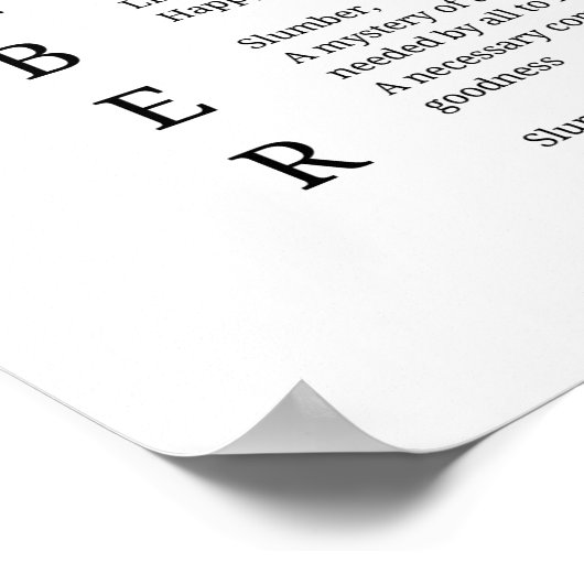 Schlummerschlaftraum-Zeit Poster-Wand-Kunst Poster (Ecke)