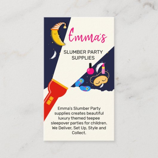 Schlummerschläger-Party-Miete Schlaf Nacht Nanny M Visitenkarte (Vorderseite)