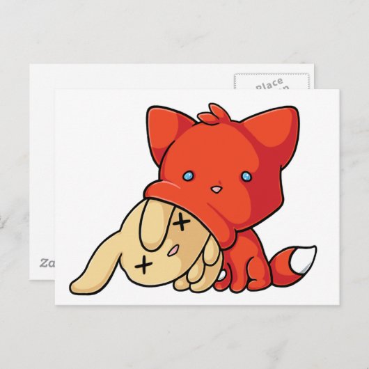 SCHLUP Fox Eating Rabbit Postkarte (Vorne/Hinten)