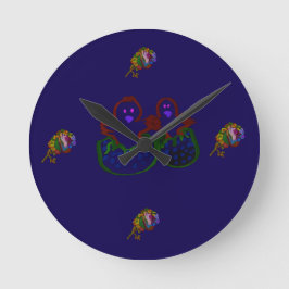 Schlüpflinge mit regenbogenfarbenem Floral Runde Wanduhr