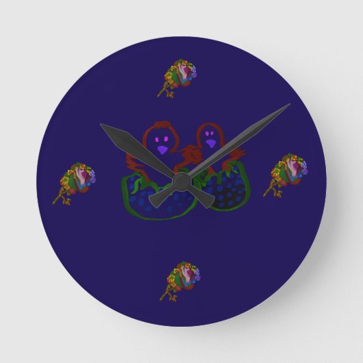 Schlüpflinge mit regenbogenfarbenem Floral Runde Wanduhr (Vorderseite)