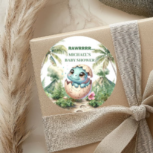 Schlüpft bald Dinosaurier-Baby-Party-Aufkleber Runder Aufkleber