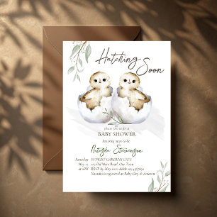 Schlüpft bald kleiner Vogel im Ei Baby Shower Einladung