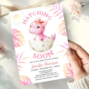 Schlüpft bald Mädchen Dinosaurier Baby Shower Cute Einladung