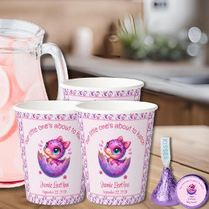 "Schlüpft bald" Rosa Dinosaurier-Baby-Party Pappbecher