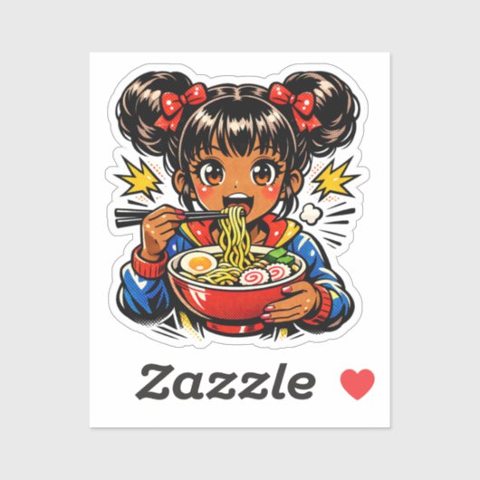 Schlürf Nom Anime Mädchen Ramen Nudeln Aufkleber (Blatt)