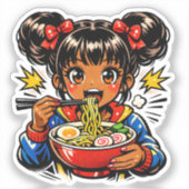Schlürf Nom Anime Mädchen Ramen Nudeln Aufkleber (Vorderseite)
