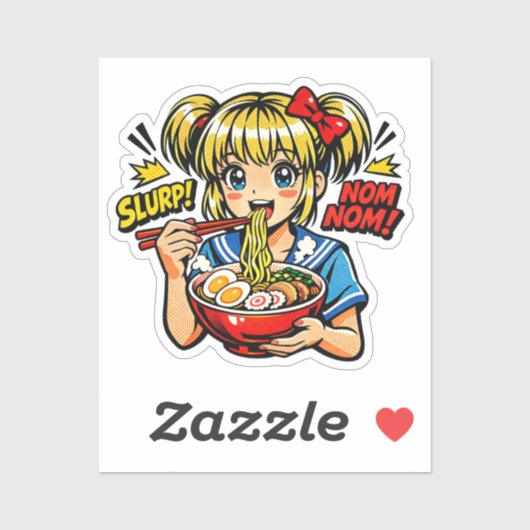 Schlürf Nom Anime-Mädchen Ramen-Nudeln Aufkleber (Blatt)