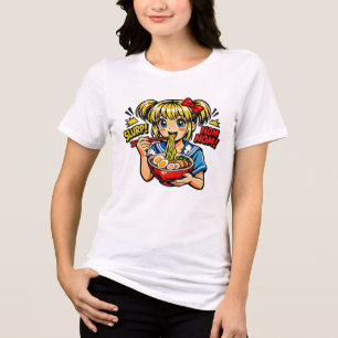 Schlürf-Nom-Anime-Mädchen-Ramen-Nudeln Tri-Blend Shirt