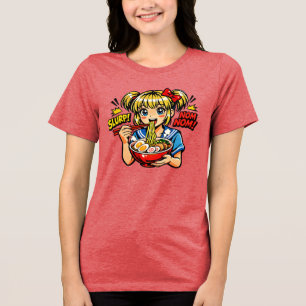 Schlürf-Nom-Anime-Mädchen-Ramen-Nudeln Tri-Blend Shirt