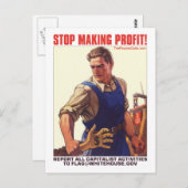 Schluss mit Gewinnerzielung - Bericht Kapitalisten Postkarte (Vorne/Hinten)