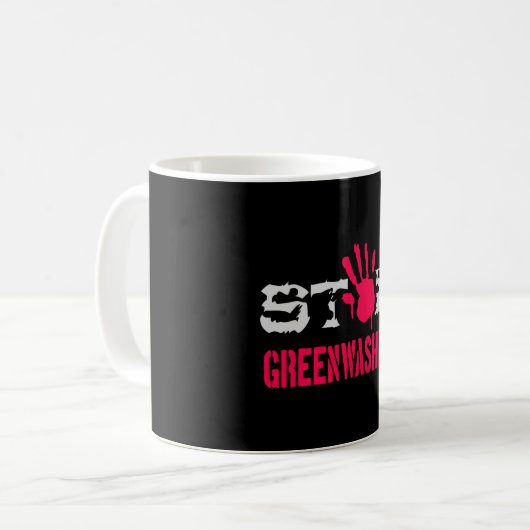 Schluss mit Greenwaschen Kaffeetasse (Vorderseite Links)