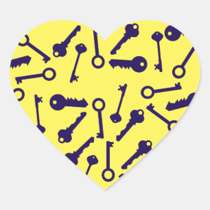 Schlüssel Blau Muster Produkt Herz-Aufkleber