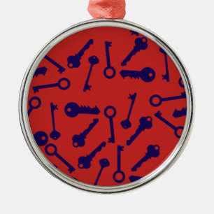 Schlüssel Blau Muster Produkt Ornament Aus Metall