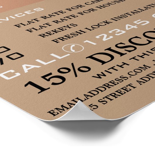 Schlüssel in der Tür, Schlosserwerbung Poster (Ecke)