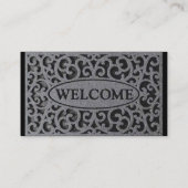 Schlüssel in Door Gray Welcome Mat Real Anwesen Visitenkarte (Rückseite)