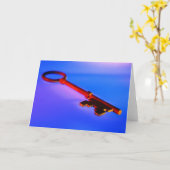 SCHLÜSSEL MIT BLAUEM HINTERGRUND KARTE (Gelbe Blume)