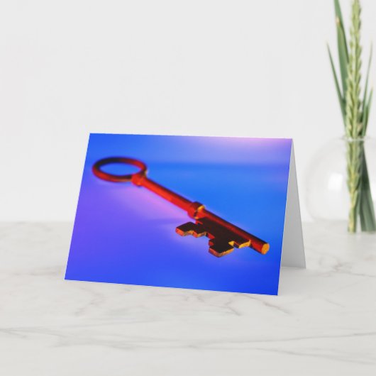 SCHLÜSSEL MIT BLAUEM HINTERGRUND KARTE (Vorderseite)