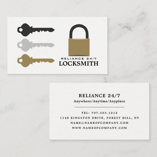 Schlüssel & Schloss, Schlossbetriebskarte Visitenkarte (Vorne/Hinten)