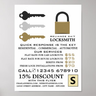 Schlüssel & Schloss, Schlosserwerbung Poster