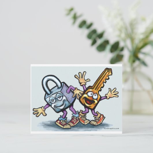 Schlüssel sperren postkarte (Stehend Vorderseite)