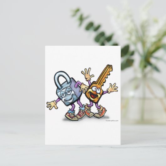 Schlüssel sperren postkarte (Stehend Vorderseite)