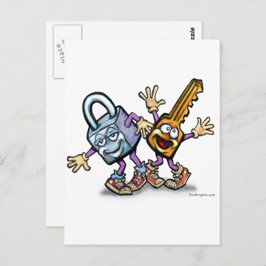 Schlüssel sperren postkarte (Vorne/Hinten)