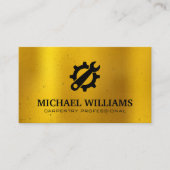 Schlüssel und Getriebe | Gold Metal Background Visitenkarte (Vorderseite)