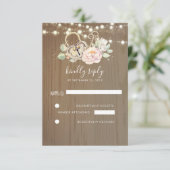 Schlüssel und Liebe sperren Hochzeit RSVP Karte (Stehend Vorderseite)