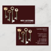 Schlüssel - weiß auf dunkelbraun visitenkarte (Vorne/Hinten)