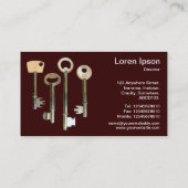 Schlüssel - weiß auf dunkelbraun visitenkarte (Rückseite)