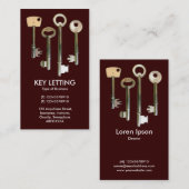 Schlüssel - weiß auf dunkelbraun visitenkarte (Vorne/Hinten)