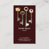 Schlüssel - weiß auf dunkelbraun visitenkarte (Rückseite)