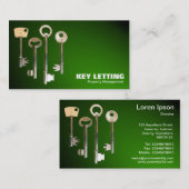 Schlüssel - Weiß auf Spotlit Green Visitenkarte (Vorne/Hinten)