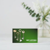 Schlüssel - Weiß auf Spotlit Green Visitenkarte (Stehend Vorderseite)