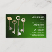 Schlüssel - Weiß auf Spotlit Green Visitenkarte (Rückseite)