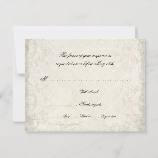 Schlüssel zu meinem Herz, Doves Swirl UAWG Respons RSVP Karte (Rückseite)