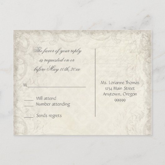 Schlüssel zu meinem Herz, Doves UAWG Response Post Einladungspostkarte (Rückseite)