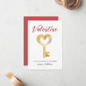 Schlüssel zu meinem Herz-Valentinstag Mitteilungskarte (Vorderseite/Rückseite Beispiel)